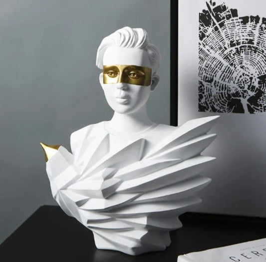 Handmade Abstract Birdman Decor, Handmade Abstract Face Statue, Handmade Birdman Sculpture Handmade Bird and Man Statue, Abstract Face Decor