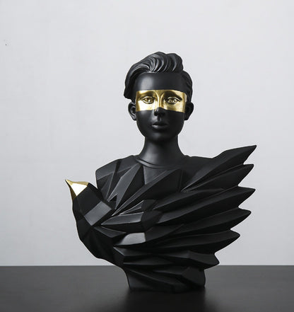 Handmade Abstract Birdman Decor, Handmade Abstract Face Statue, Handmade Birdman Sculpture Handmade Bird and Man Statue, Abstract Face Decor