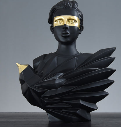 Handmade Abstract Birdman Decor, Handmade Abstract Face Statue, Handmade Birdman Sculpture Handmade Bird and Man Statue, Abstract Face Decor