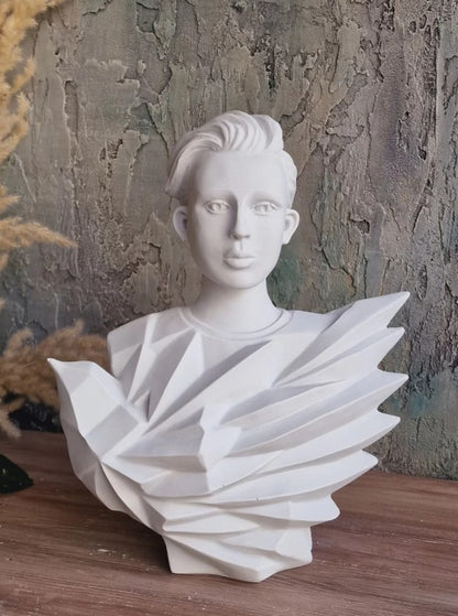 Handmade Abstract Birdman Decor, Handmade Abstract Face Statue, Handmade Birdman Sculpture Handmade Bird and Man Statue, Abstract Face Decor