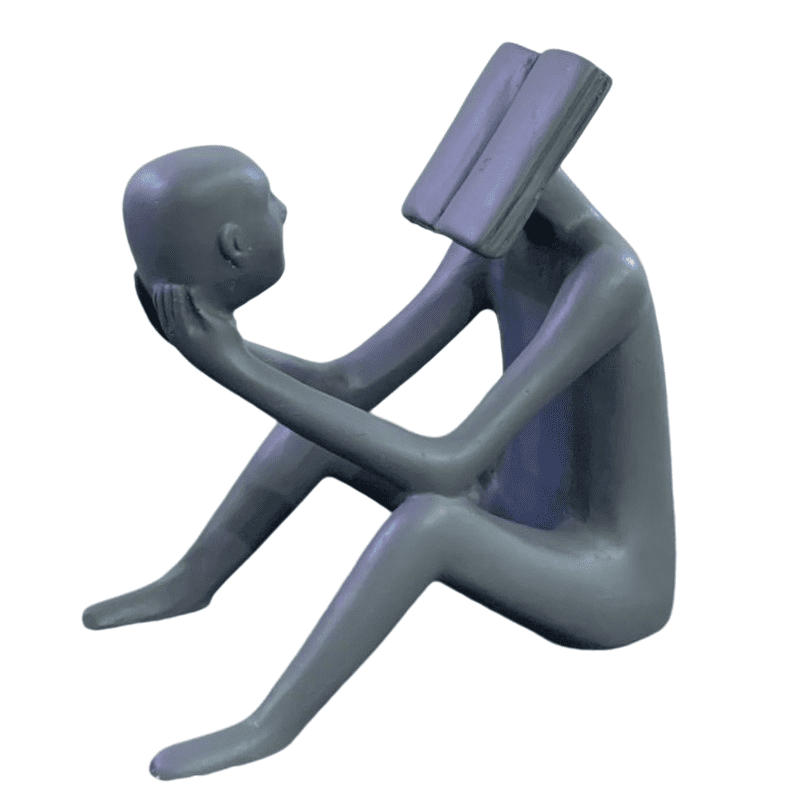 Abstract Thinker Man Statue with Book Head, Abstract Man Holding a Head Statue, Abstract Man Statue,  Book Head Modern Thinker Statue