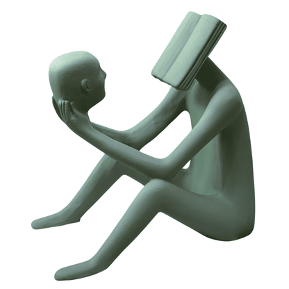 Abstract Thinker Man Statue with Book Head, Abstract Man Holding a Head Statue, Abstract Man Statue,  Book Head Modern Thinker Statue