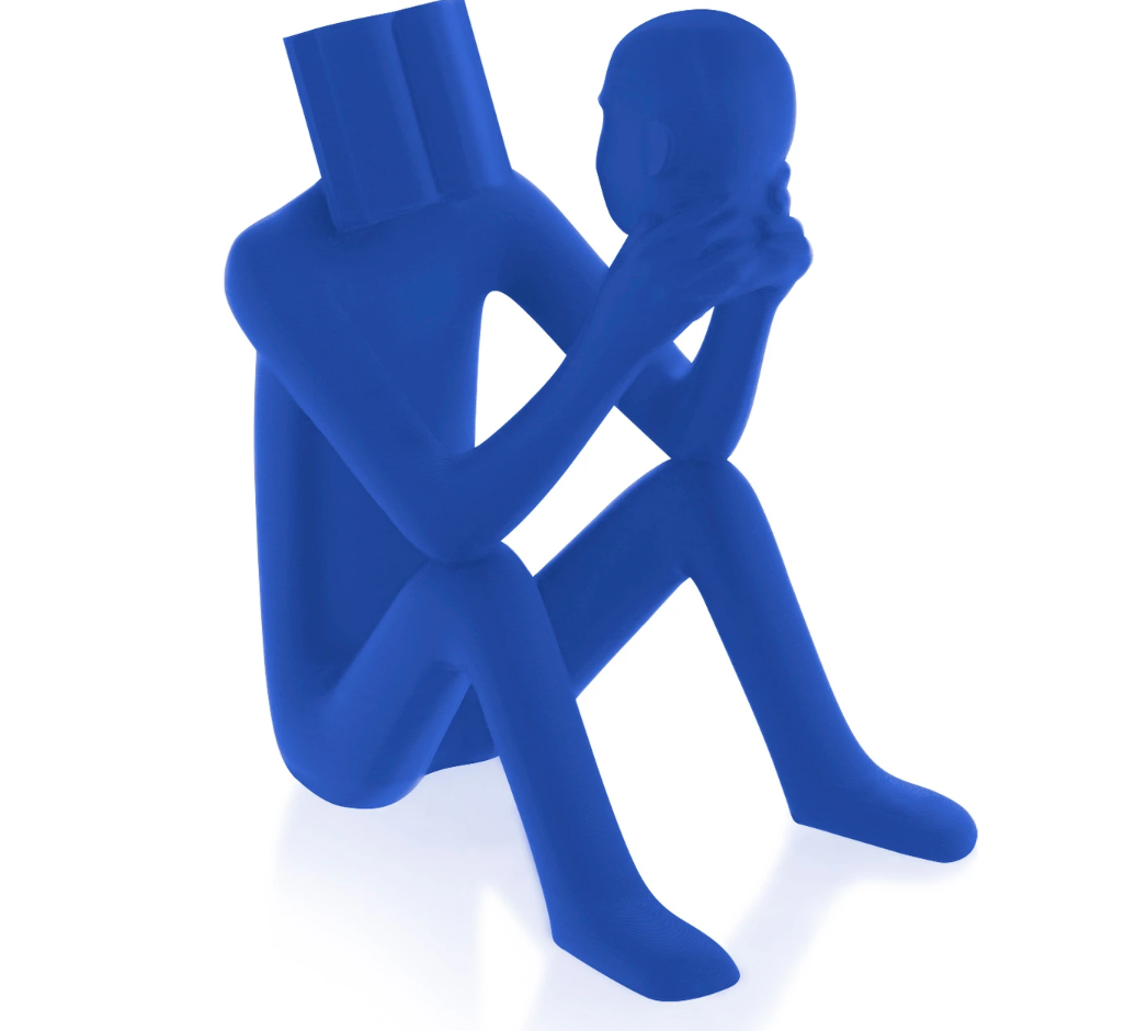 Abstract Thinker Man Statue with Book Head, Abstract Man Holding a Head Statue, Abstract Man Statue,  Book Head Modern Thinker Statue