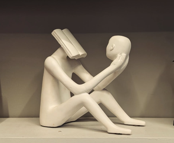 Abstract Thinker Man Statue with Book Head, Abstract Man Holding a Head Statue, Abstract Man Statue,  Book Head Modern Thinker Statue