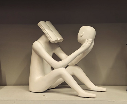 Abstract Thinker Man Statue with Book Head, Abstract Man Holding a Head Statue, Abstract Man Statue,  Book Head Modern Thinker Statue