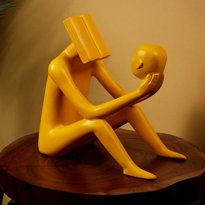 Abstract Thinker Man Statue with Book Head, Abstract Man Holding a Head Statue, Abstract Man Statue,  Book Head Modern Thinker Statue