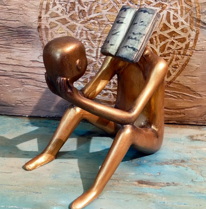 Abstract Thinker Man Statue with Book Head, Abstract Man Holding a Head Statue, Abstract Man Statue,  Book Head Modern Thinker Statue