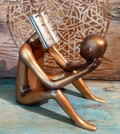 Abstract Thinker Man Statue with Book Head, Abstract Man Holding a Head Statue, Abstract Man Statue,  Book Head Modern Thinker Statue