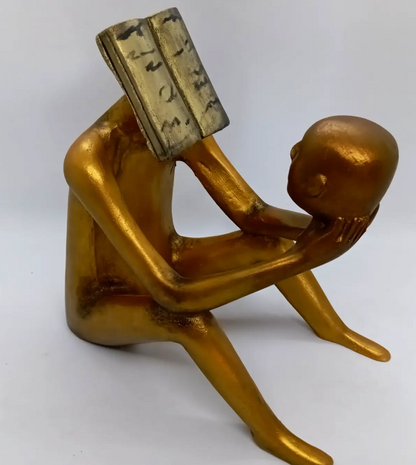 Abstract Thinker Man Statue with Book Head, Abstract Man Holding a Head Statue, Abstract Man Statue,  Book Head Modern Thinker Statue