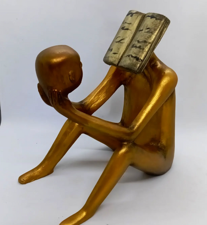 Abstract Thinker Man Statue with Book Head, Abstract Man Holding a Head Statue, Abstract Man Statue,  Book Head Modern Thinker Statue