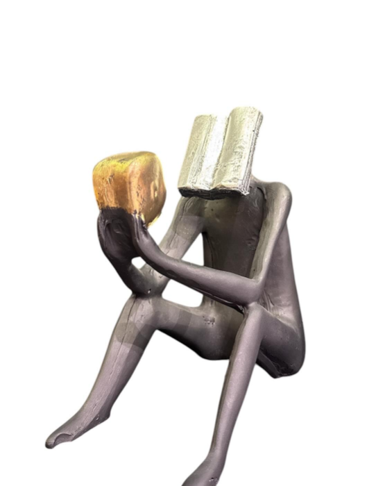 Abstract Thinker Man Statue with Book Head, Abstract Man Holding a Head Statue, Abstract Man Statue,  Book Head Modern Thinker Statue