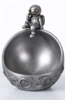 Handmade Astronaut Bowl Decor, Black Gold Space Sculpture, Polyester Storage Bowl, Modern Home Accent