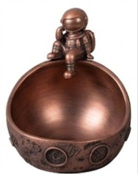 Handmade Astronaut Bowl Decor, Black Gold Space Sculpture, Polyester Storage Bowl, Modern Home Accent