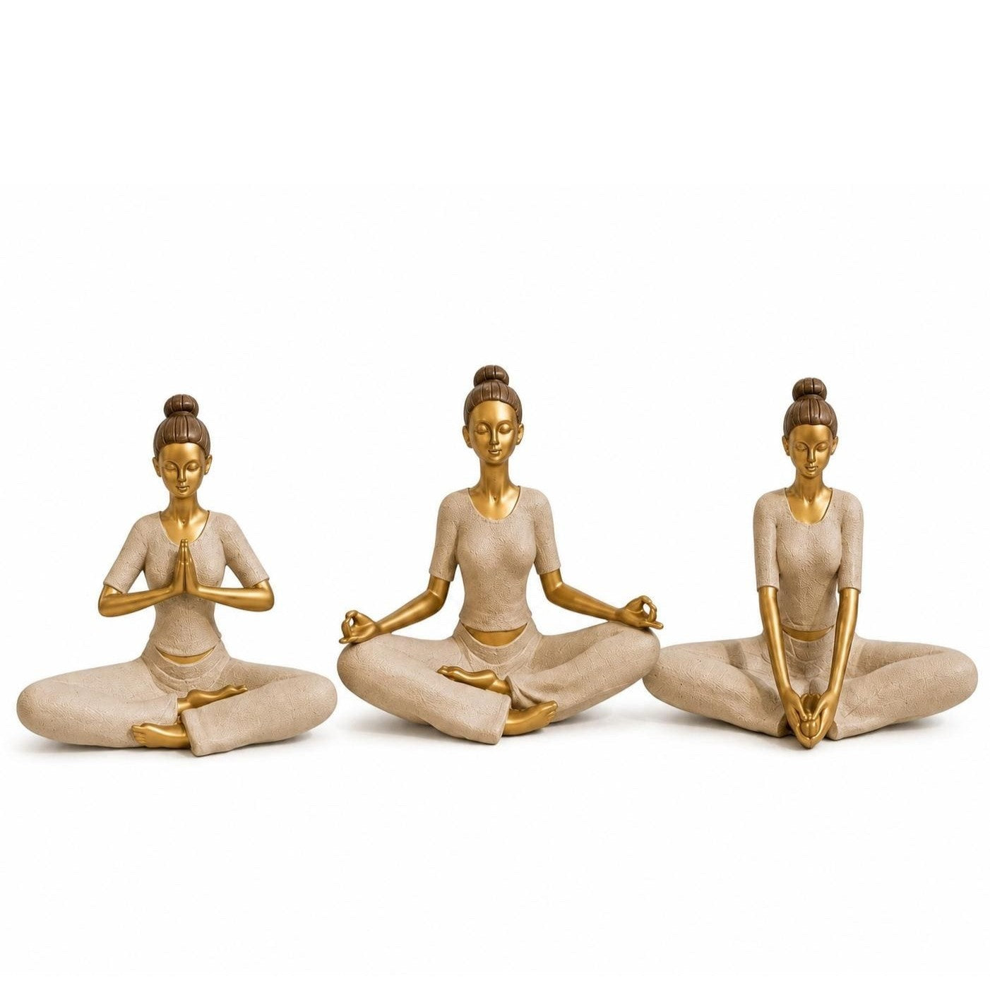 Handmade Yoga Woman Decor Meditation Statue Polyester Zen Figurine Mindfulness Sculpture Modern Wellness Home Office Accent
