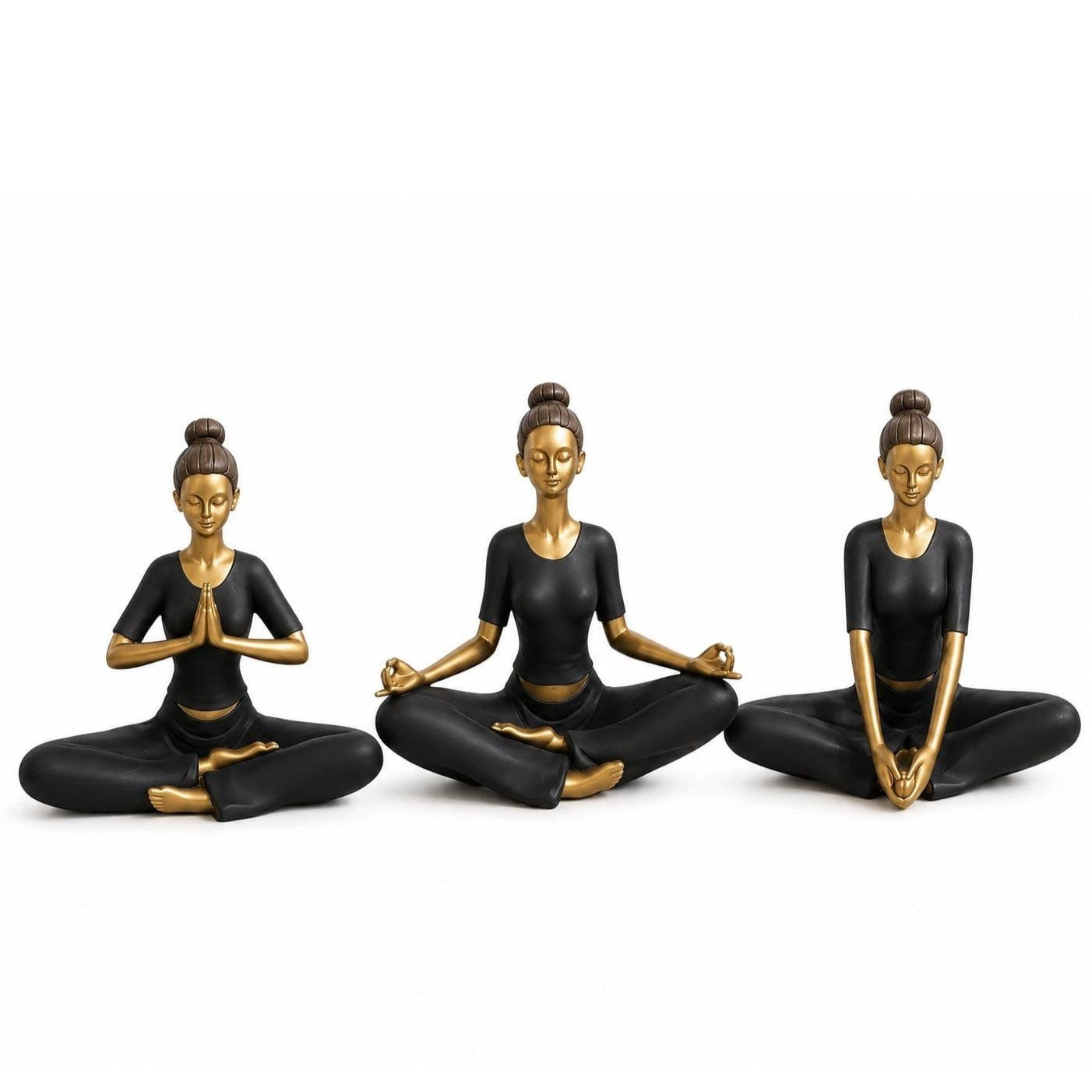Handmade Yoga Woman Decor Meditation Statue Polyester Zen Figurine Mindfulness Sculpture Modern Wellness Home Office Accent