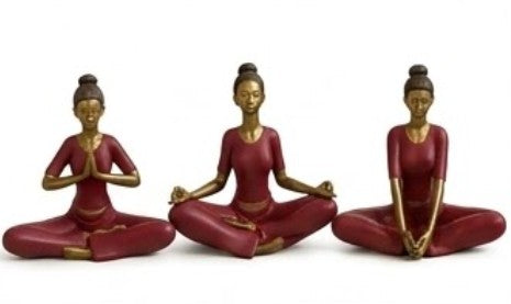Handmade Yoga Woman Decor Meditation Statue Polyester Zen Figurine Mindfulness Sculpture Modern Wellness Home Office Accent