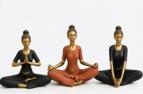 Handmade Yoga Woman Decor Meditation Statue Polyester Zen Figurine Mindfulness Sculpture Modern Wellness Home Office Accent
