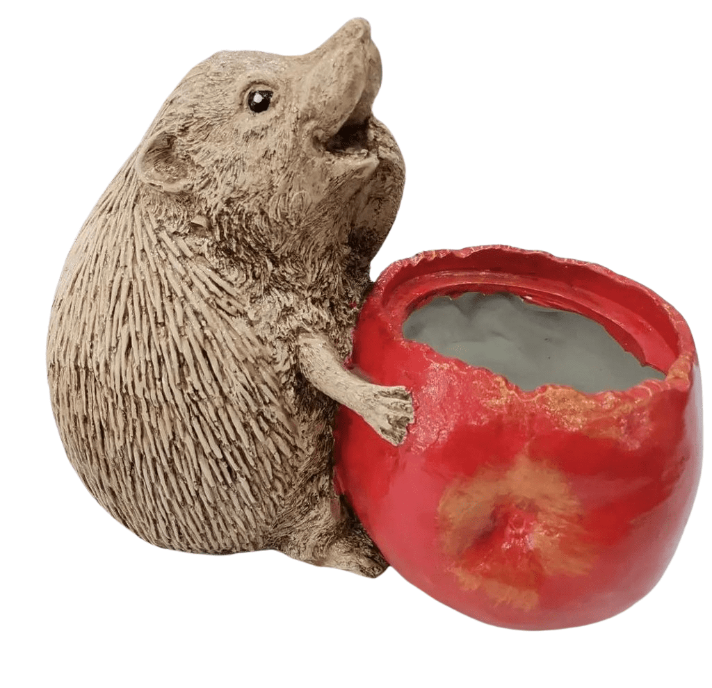 Hedgehog Flower Pot Planter, Cute Hedgehog Pot with Greenery, Animal Flower Pot Decor, Handcrafted Hedgehog Planter, Hedgehog Vase