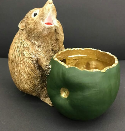 Hedgehog Flower Pot Planter, Cute Hedgehog Pot with Greenery, Animal Flower Pot Decor, Handcrafted Hedgehog Planter, Hedgehog Vase