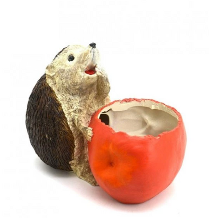 Hedgehog Flower Pot Planter, Cute Hedgehog Pot with Greenery, Animal Flower Pot Decor, Handcrafted Hedgehog Planter, Hedgehog Vase