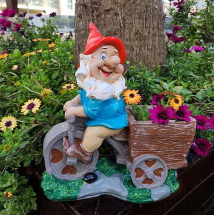 Handmade Gnome Garden Sculpture, Gnome Garden Sculpture, Garden Gnome Figurine, Decorative Gnome Garden Statue, Bicycle Gnome Garden Statue