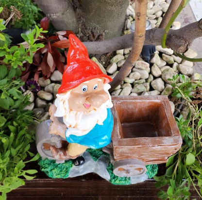 Handmade Gnome Garden Sculpture, Gnome Garden Sculpture, Garden Gnome Figurine, Decorative Gnome Garden Statue, Bicycle Gnome Garden Statue