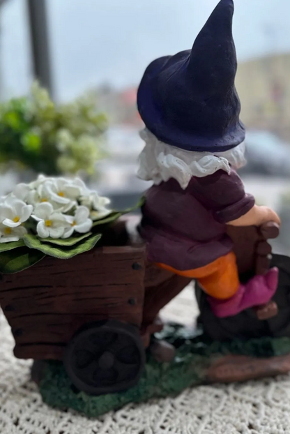Handmade Gnome Garden Sculpture, Gnome Garden Sculpture, Garden Gnome Figurine, Decorative Gnome Garden Statue, Bicycle Gnome Garden Statue