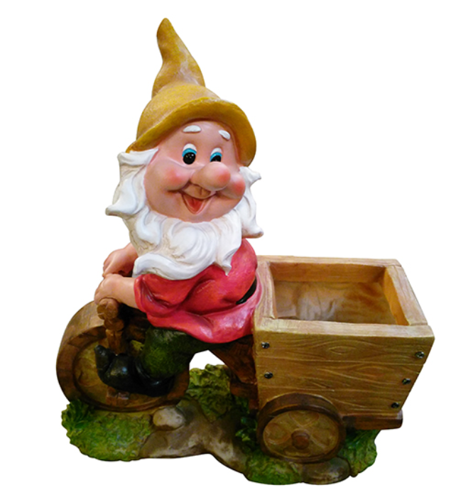 Handmade Gnome Garden Sculpture, Gnome Garden Sculpture, Garden Gnome Figurine, Decorative Gnome Garden Statue, Bicycle Gnome Garden Statue