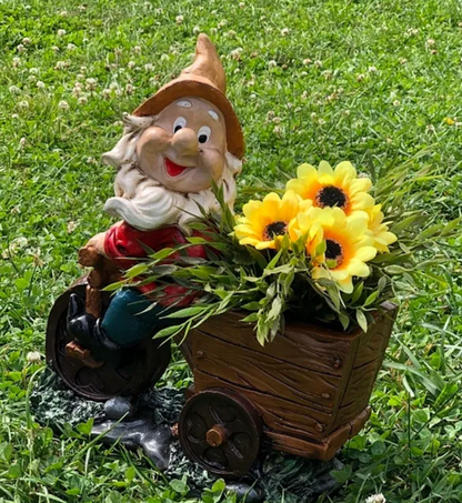 Handmade Gnome Garden Sculpture, Gnome Garden Sculpture, Garden Gnome Figurine, Decorative Gnome Garden Statue, Bicycle Gnome Garden Statue