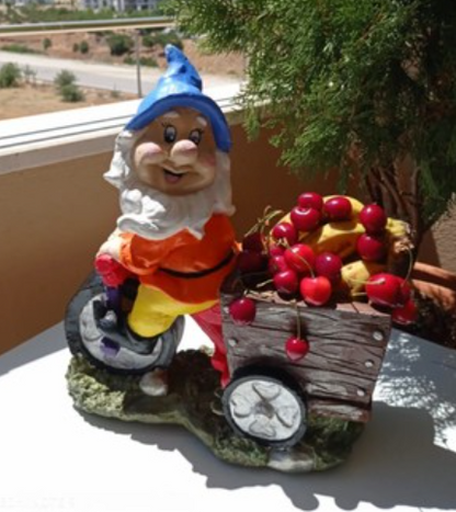 Handmade Gnome Garden Sculpture, Gnome Garden Sculpture, Garden Gnome Figurine, Decorative Gnome Garden Statue, Bicycle Gnome Garden Statue