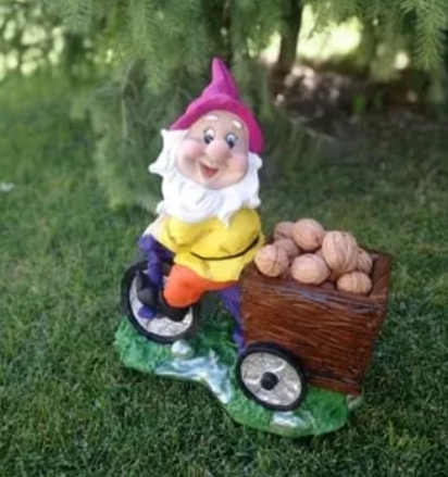 Handmade Gnome Garden Sculpture, Gnome Garden Sculpture, Garden Gnome Figurine, Decorative Gnome Garden Statue, Bicycle Gnome Garden Statue