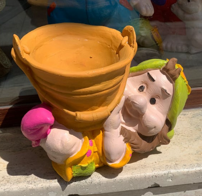 Garden Gnome Flower Pot, Garden Gnome Planter, Gnome Garden Pot, Gnome Planter Statue, Decorative Garden Gnome Pot, Garden Dwarf Flower Pot