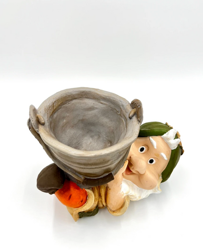 Garden Gnome Flower Pot, Garden Gnome Planter, Gnome Garden Pot, Gnome Planter Statue, Decorative Garden Gnome Pot, Garden Dwarf Flower Pot