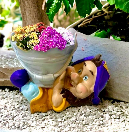 Garden Gnome Flower Pot, Garden Gnome Planter, Gnome Garden Pot, Gnome Planter Statue, Decorative Garden Gnome Pot, Garden Dwarf Flower Pot