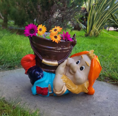 Garden Gnome Flower Pot, Garden Gnome Planter, Gnome Garden Pot, Gnome Planter Statue, Decorative Garden Gnome Pot, Garden Dwarf Flower Pot