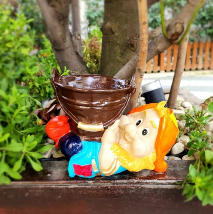 Garden Gnome Flower Pot, Garden Gnome Planter, Gnome Garden Pot, Gnome Planter Statue, Decorative Garden Gnome Pot, Garden Dwarf Flower Pot