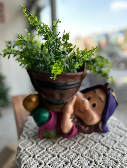 Garden Gnome Flower Pot, Garden Gnome Planter, Gnome Garden Pot, Gnome Planter Statue, Decorative Garden Gnome Pot, Garden Dwarf Flower Pot