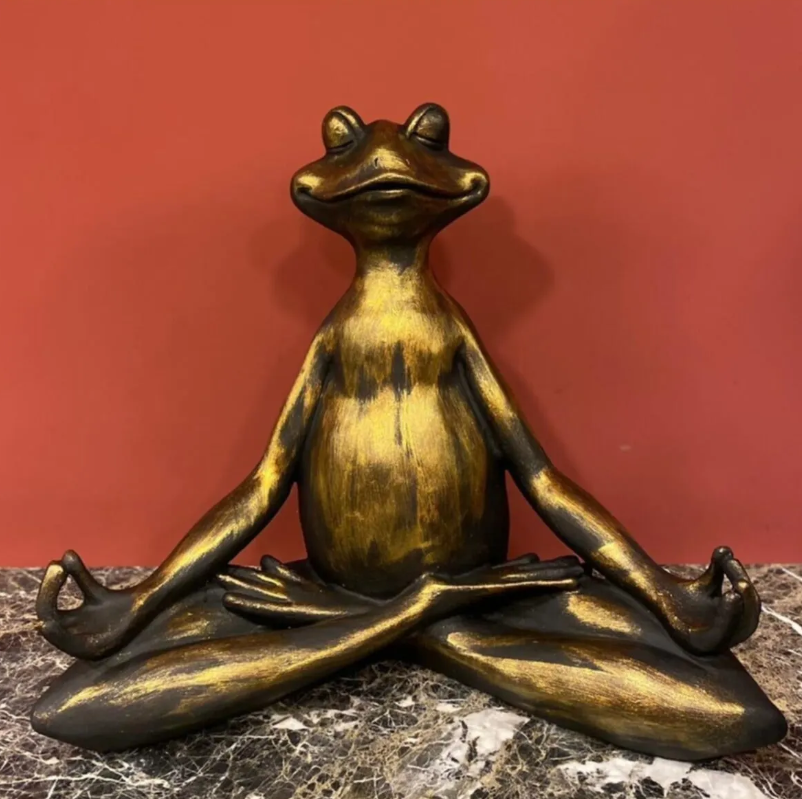 Meditating Frog Sculpture, Frog Statue Lotus Pose, Zen Frog Figurine, Frog Ornament Yoga, Meditating Frog Figurine, Zen Frog Sculpture