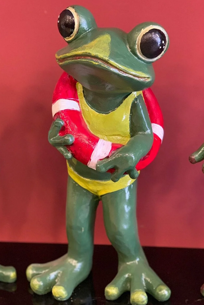 Frog Garden Statue, Summer Frog Garden Statue, Polyester Frog Garden Statue, Hand Painted Frog Statue, Outdoor Frog Garden Sculpture