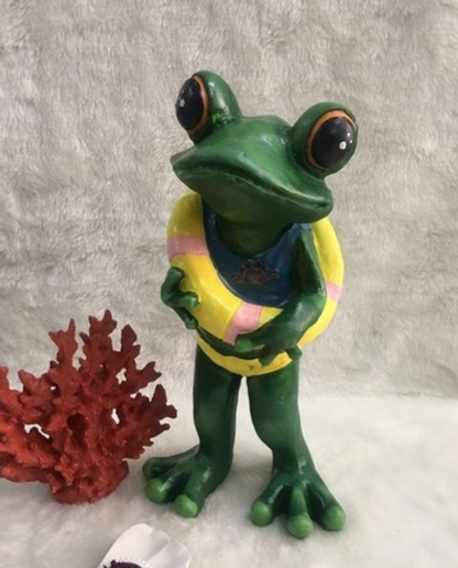 Frog Garden Statue, Summer Frog Garden Statue, Polyester Frog Garden Statue, Hand Painted Frog Statue, Outdoor Frog Garden Sculpture