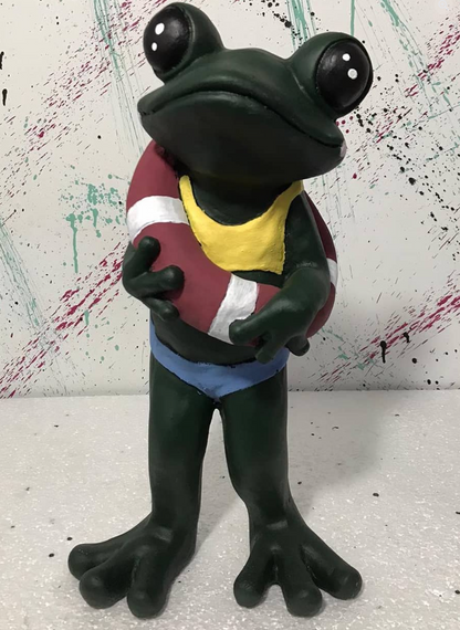Frog Garden Statue, Summer Frog Garden Statue, Polyester Frog Garden Statue, Hand Painted Frog Statue, Outdoor Frog Garden Sculpture