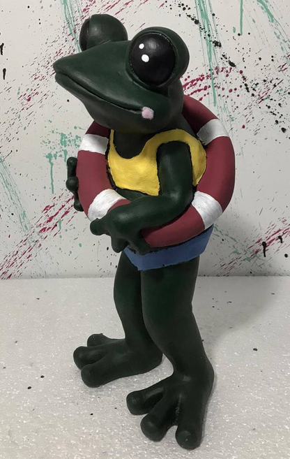 Frog Garden Statue, Summer Frog Garden Statue, Polyester Frog Garden Statue, Hand Painted Frog Statue, Outdoor Frog Garden Sculpture