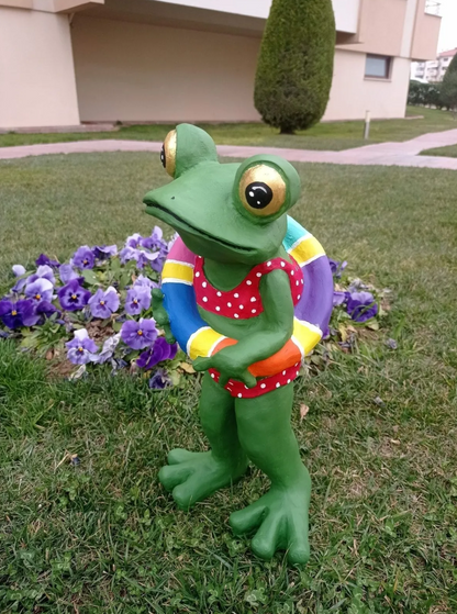 Frog Garden Statue, Summer Frog Garden Statue, Polyester Frog Garden Statue, Hand Painted Frog Statue, Outdoor Frog Garden Sculpture