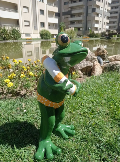 Frog Garden Statue, Summer Frog Garden Statue, Polyester Frog Garden Statue, Hand Painted Frog Statue, Outdoor Frog Garden Sculpture