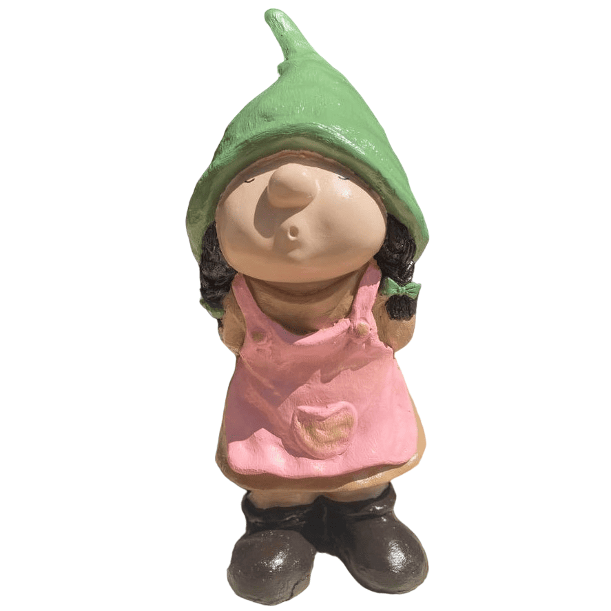 Little Girl Garden Gnome Statue, Girl Gnome Sculpture for Garden Decor, Handcrafted Little Girl Gnome Statue, Outdoor Garden Gnome Statue
