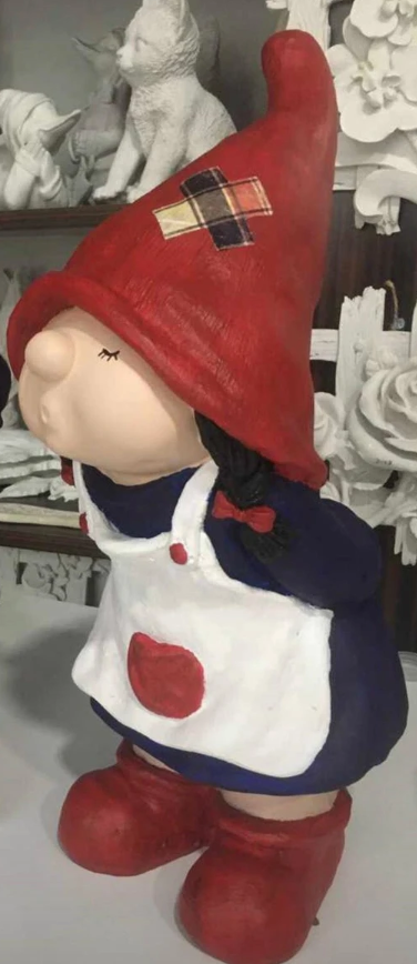 Little Girl Garden Gnome Statue, Girl Gnome Sculpture for Garden Decor, Handcrafted Little Girl Gnome Statue, Outdoor Garden Gnome Statue