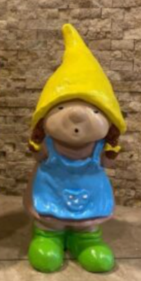 Little Girl Garden Gnome Statue, Girl Gnome Sculpture for Garden Decor, Handcrafted Little Girl Gnome Statue, Outdoor Garden Gnome Statue