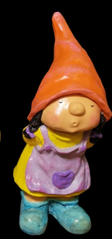 Little Girl Garden Gnome Statue, Girl Gnome Sculpture for Garden Decor, Handcrafted Little Girl Gnome Statue, Outdoor Garden Gnome Statue
