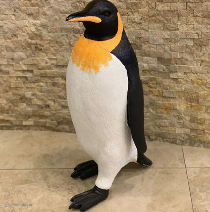 Realistic Penguin Statue Set, Handcrafted Penguin Statue, Large and Small Penguin Statues, King Penguin Figurine Set, Arctic Penguin Statue
