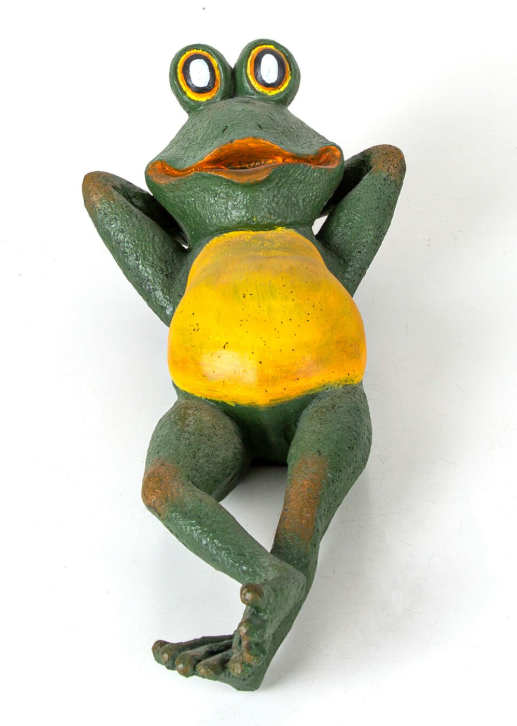 Lying Frog Statue in Swimsuit, Relaxing Frog Figurine, Frog Poolside Statue, Lying Frog Garden Decor, Frog Lounge Statue, Frog Sculpture